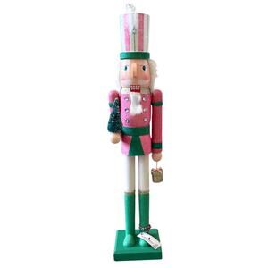 Pink & Green Glitter 23in Wooden Christmas Nutcracker Soldier Holiday Decor New